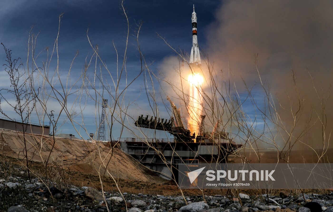 Launch of Soyuz-FG carrier rocket with Soyuz MS-04 aboard from Baikonur space center