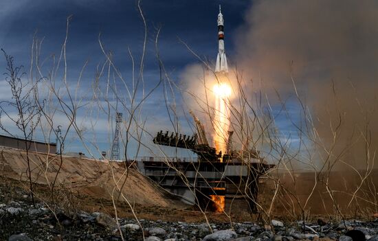 Launch of Soyuz-FG carrier rocket with Soyuz MS-04 aboard from Baikonur space center