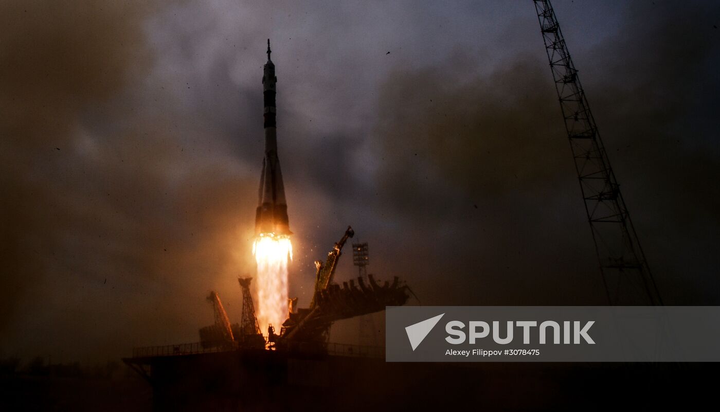 Soyuz-FG carrier rocket with manned spacecraft Soyuz MS-04 launches from Baikonur