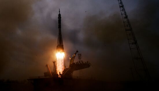 Soyuz-FG carrier rocket with manned spacecraft Soyuz MS-04 launches from Baikonur