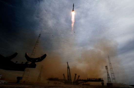 Launch of Soyuz-FG carrier rocket with Soyuz MS-04 aboard from Baikonur space center