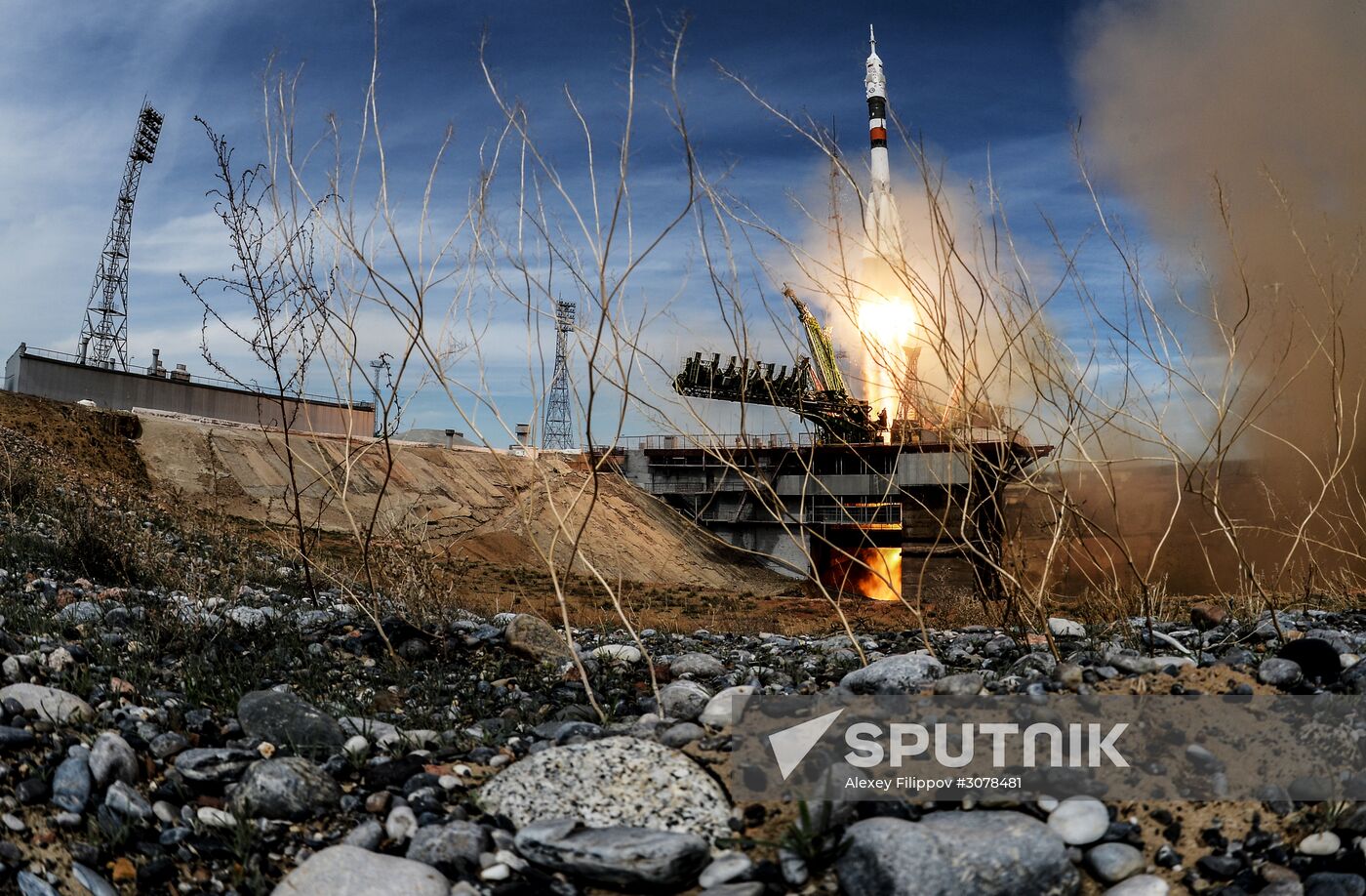 Launch of Soyuz-FG carrier rocket with Soyuz MS-04 aboard from Baikonur space center