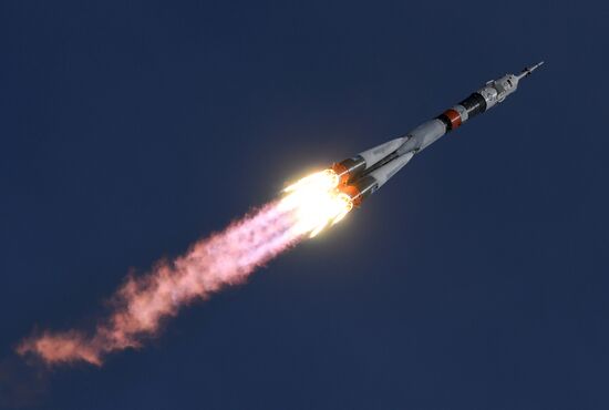 Soyuz-FG carrier rocket with manned spacecraft Soyuz MS-04 launches from Baikonur