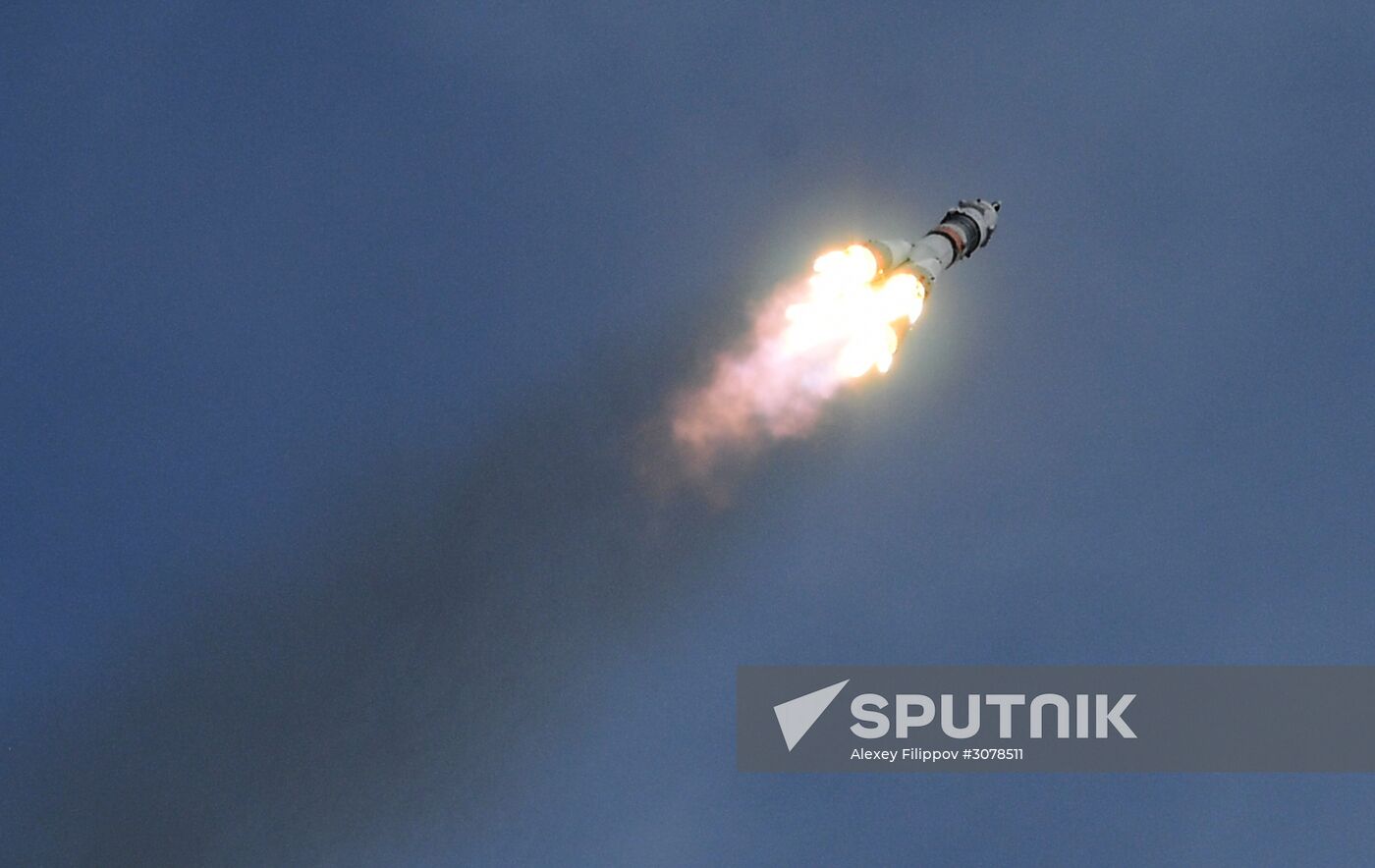 Soyuz-FG carrier rocket with manned spacecraft Soyuz MS-04 launches from Baikonur
