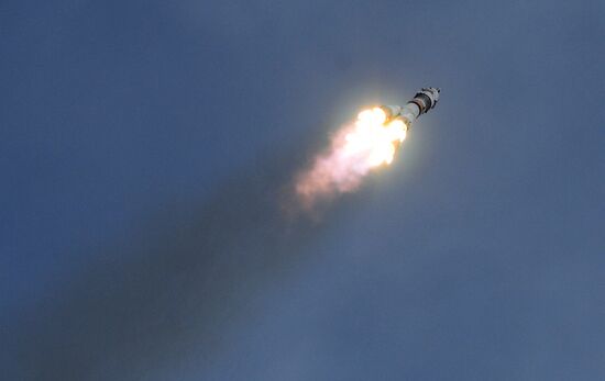 Soyuz-FG carrier rocket with manned spacecraft Soyuz MS-04 launches from Baikonur