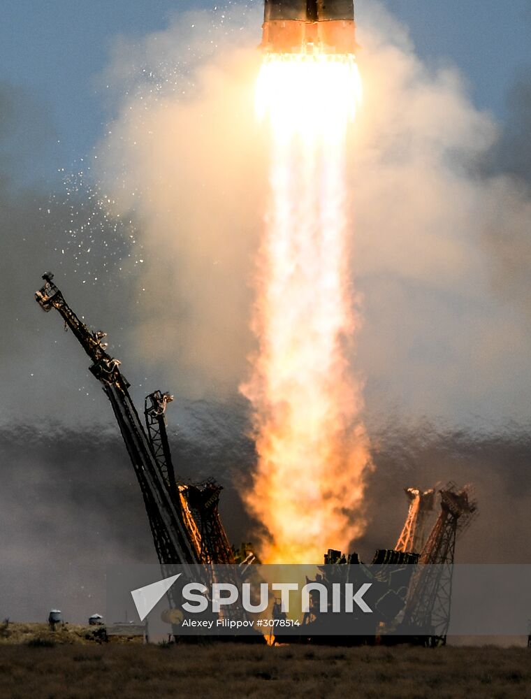 Soyuz-FG carrier rocket with manned spacecraft Soyuz MS-04 launches from Baikonur