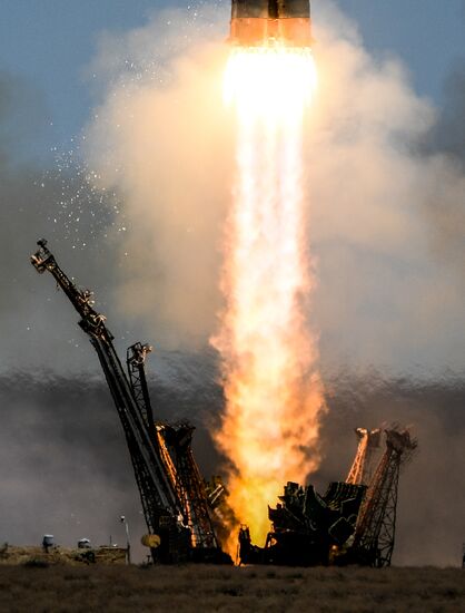 Soyuz-FG carrier rocket with manned spacecraft Soyuz MS-04 launches from Baikonur
