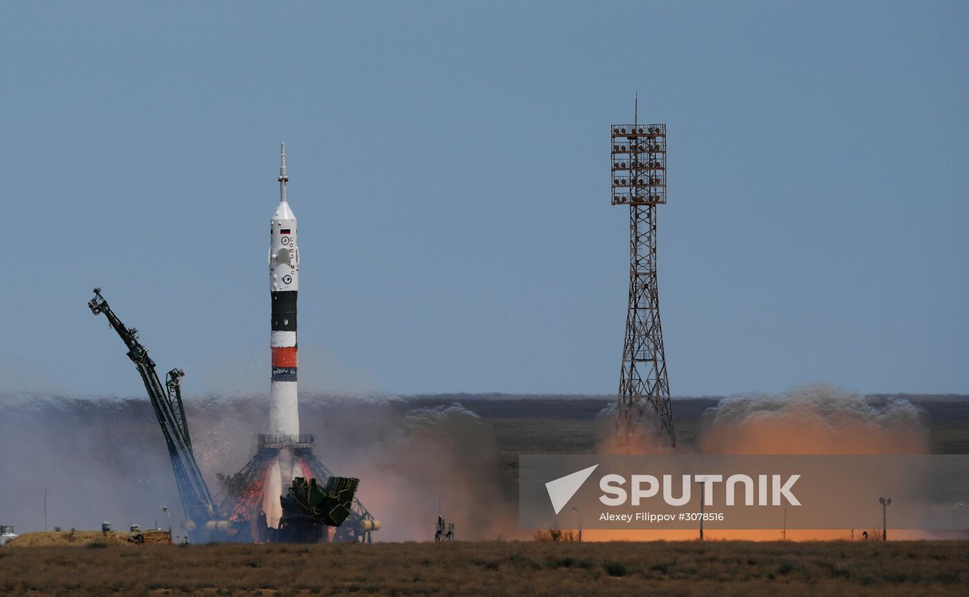 Soyuz-FG carrier rocket with manned spacecraft Soyuz MS-04 launches from Baikonur