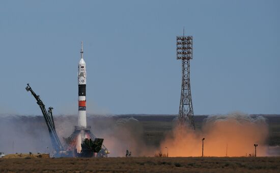 Soyuz-FG carrier rocket with manned spacecraft Soyuz MS-04 launches from Baikonur