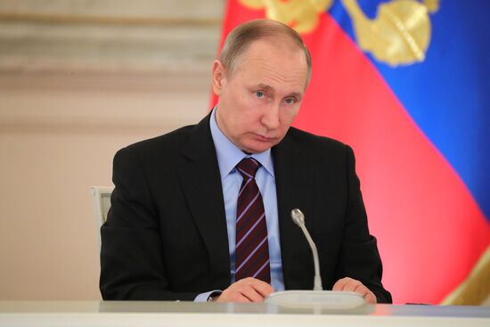 Russian President Vladimir Putin chairs meeting of Russian Pobeda (Victory) Organizing Committee