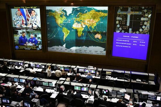 Soyuz MS-04 orbiting, approach and docking with ISS