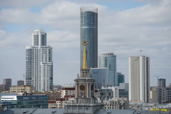 View of Yekaterinburg from the bell tower of Great Zlatoust Church