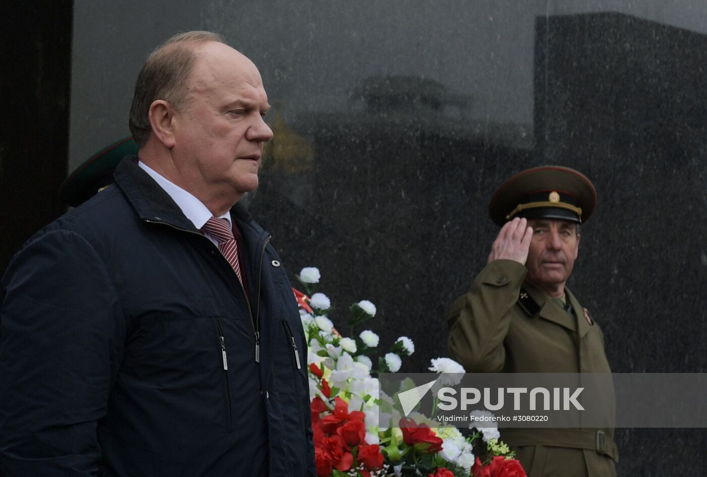 Flower-laying ceremony by Lenin's Mausouleum in Red Square