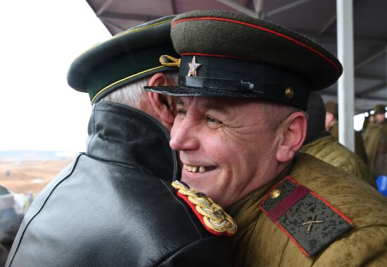 Rehearsal of military historical re-enactment The Battle of Berlin