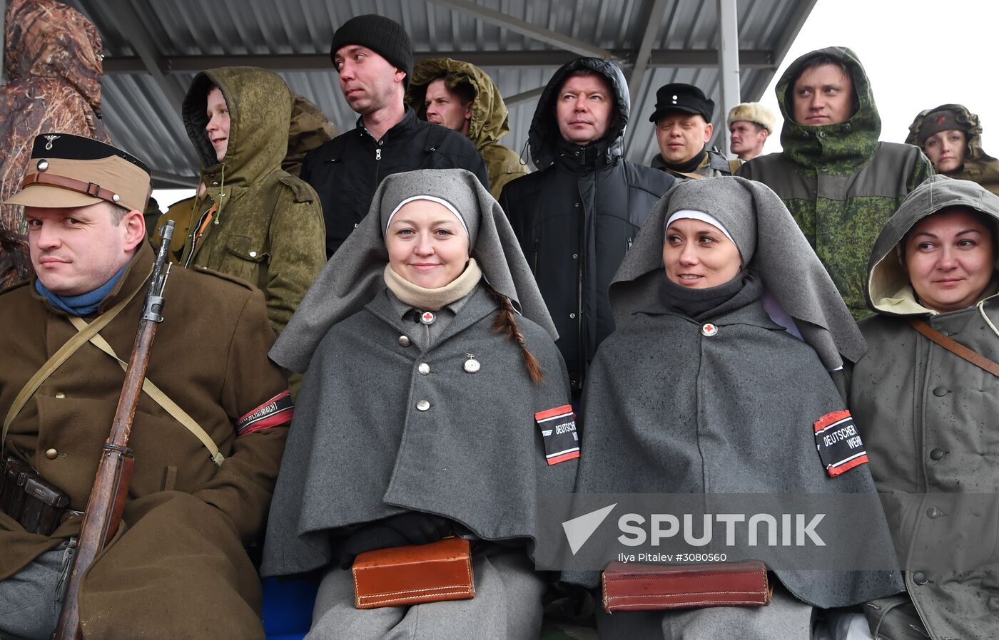 Rehearsal of military historical re-enactment The Battle of Berlin