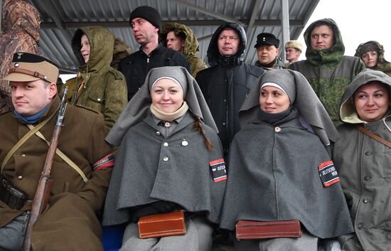 Rehearsal of military historical re-enactment The Battle of Berlin
