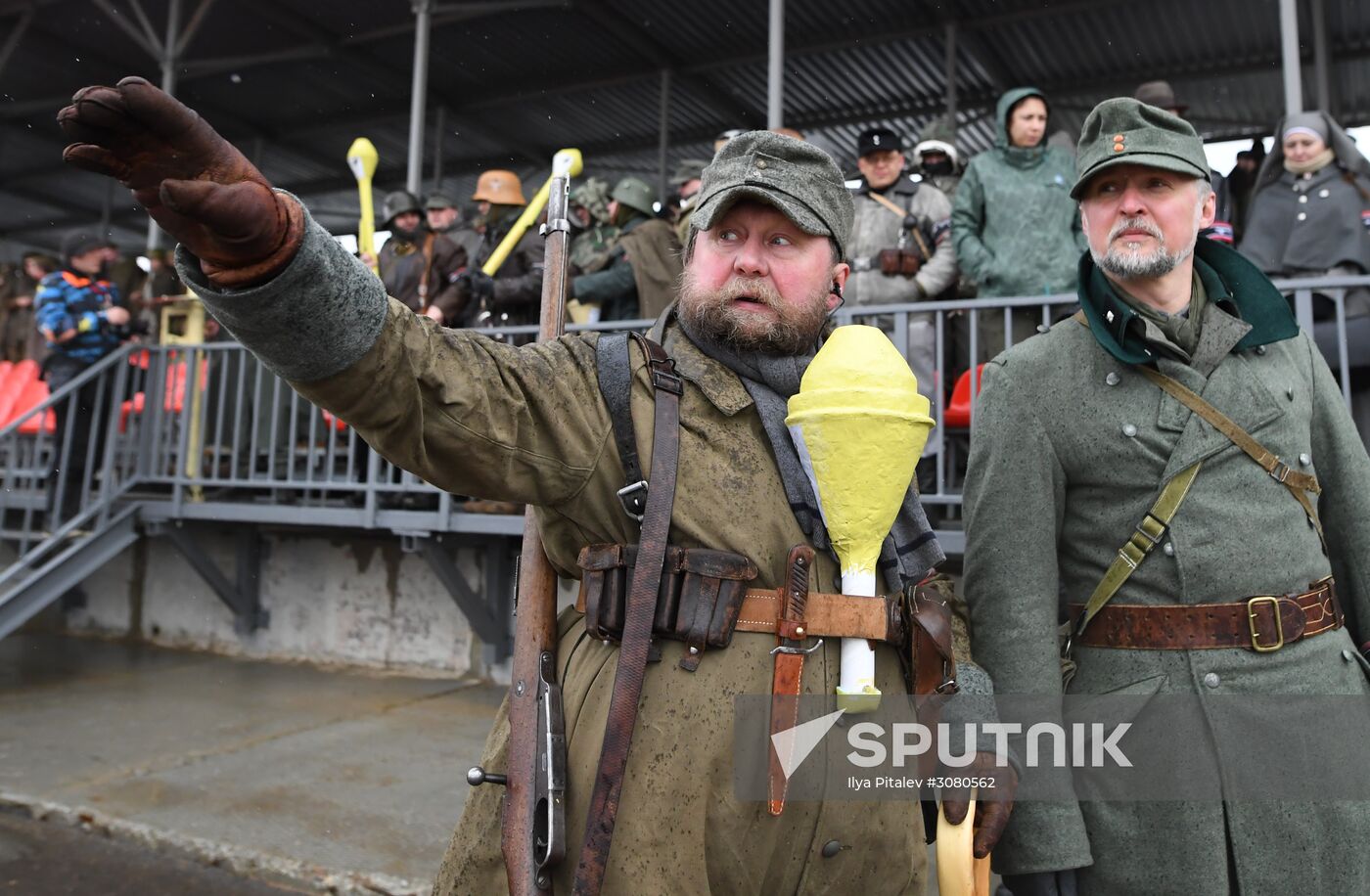 Rehearsal of military historical re-enactment The Battle of Berlin