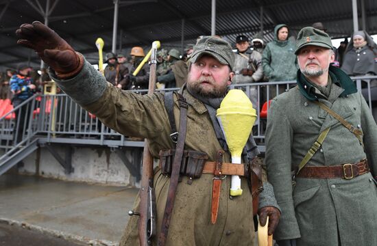Rehearsal of military historical re-enactment The Battle of Berlin