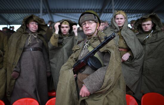 Rehearsal of military historical re-enactment The Battle of Berlin