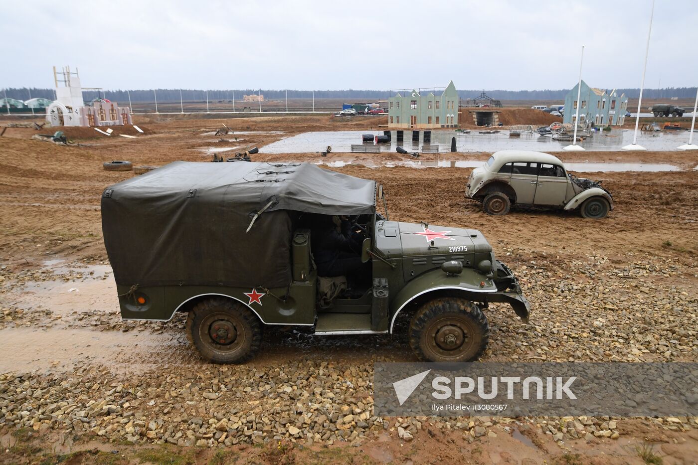 Rehearsal of military historical re-enactment The Battle of Berlin