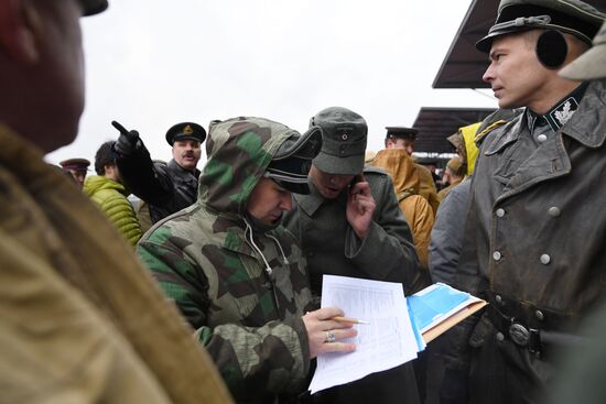 Rehearsal of military historical re-enactment The Battle of Berlin