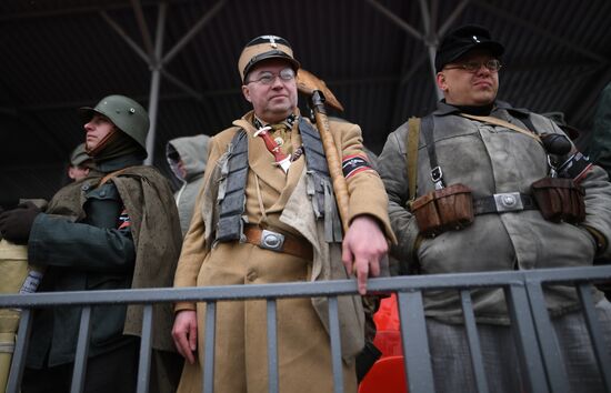Rehearsal of military historical re-enactment The Battle of Berlin