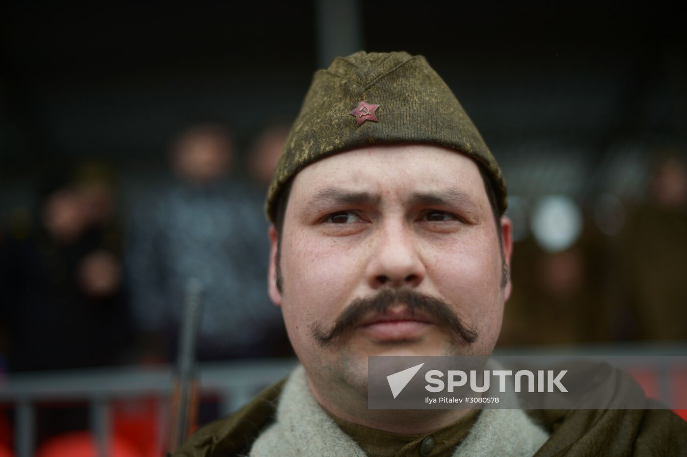 Rehearsal of military historical re-enactment The Battle of Berlin