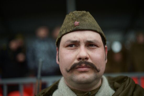 Rehearsal of military historical re-enactment The Battle of Berlin