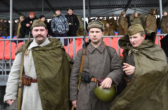 Rehearsal of military historical re-enactment The Battle of Berlin