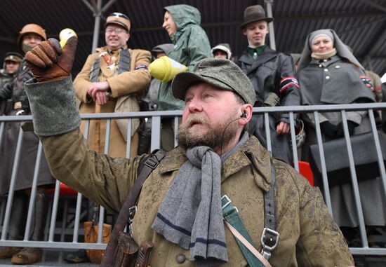 Rehearsal of military historical re-enactment The Battle of Berlin