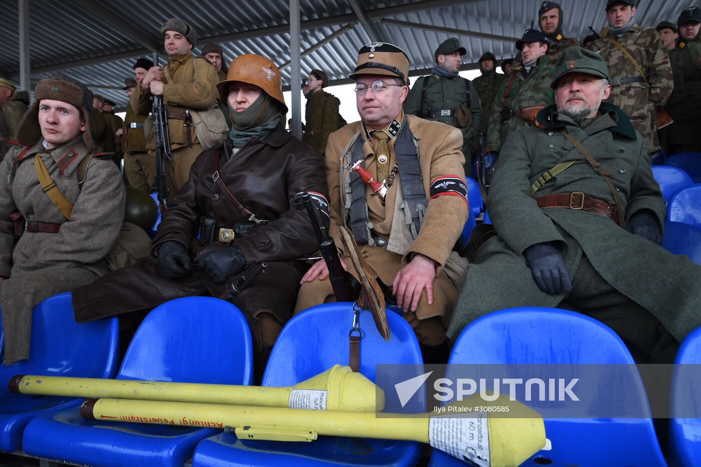 Rehearsal of military historical re-enactment The Battle of Berlin