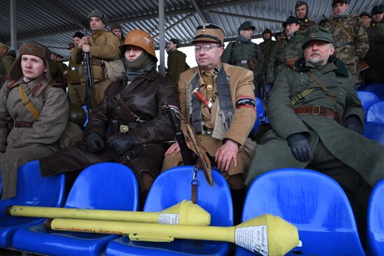 Rehearsal of military historical re-enactment The Battle of Berlin