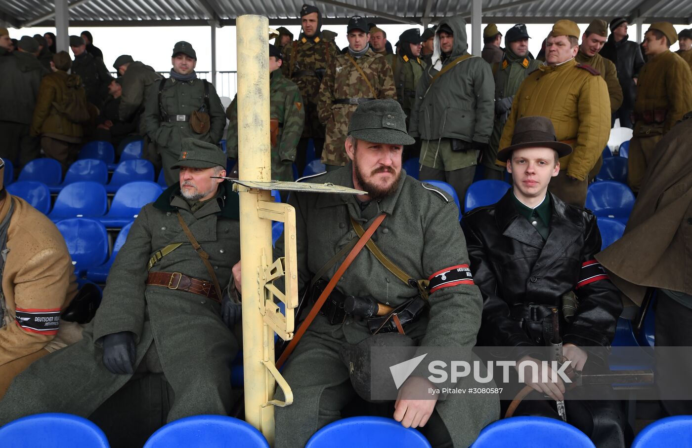 Rehearsal of military historical re-enactment The Battle of Berlin