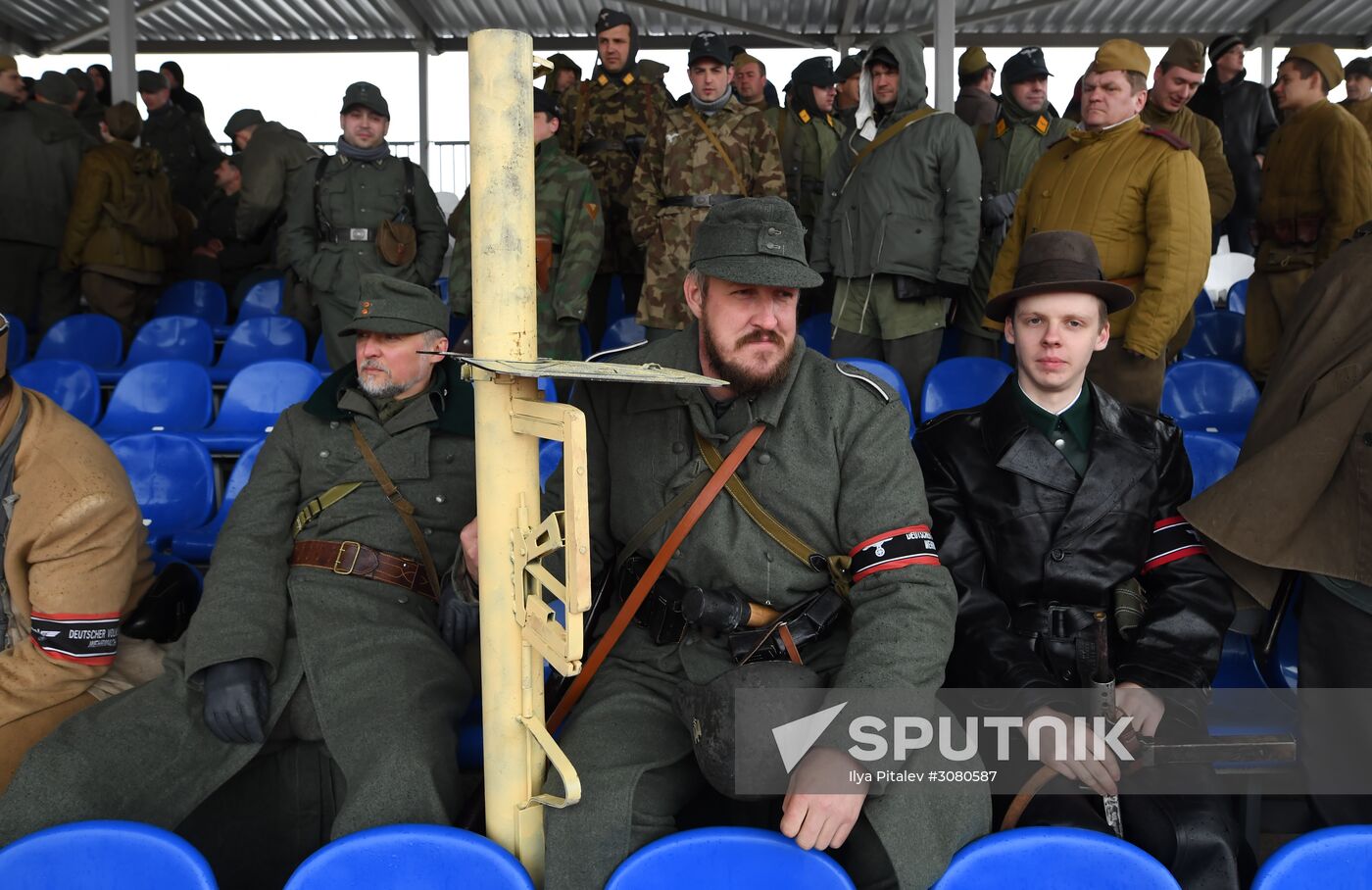 Rehearsal of military historical re-enactment The Battle of Berlin