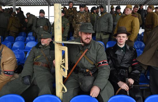 Rehearsal of military historical re-enactment The Battle of Berlin