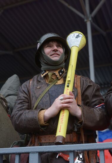 Rehearsal of military historical re-enactment The Battle of Berlin