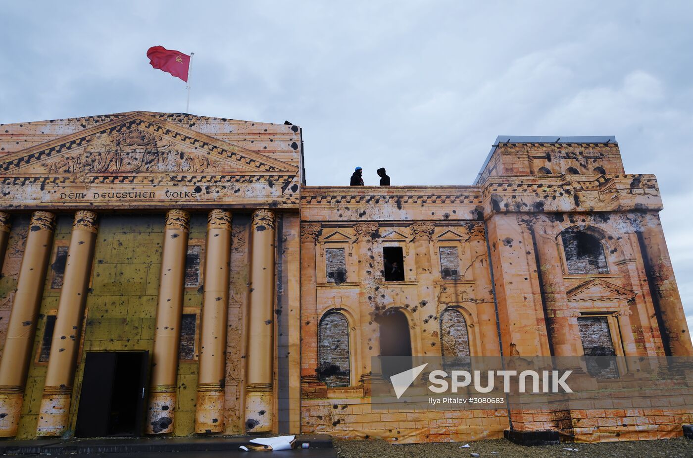 Rehearsal of military historical re-enactment The Battle of Berlin