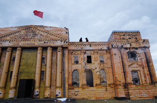 Rehearsal of military historical re-enactment The Battle of Berlin