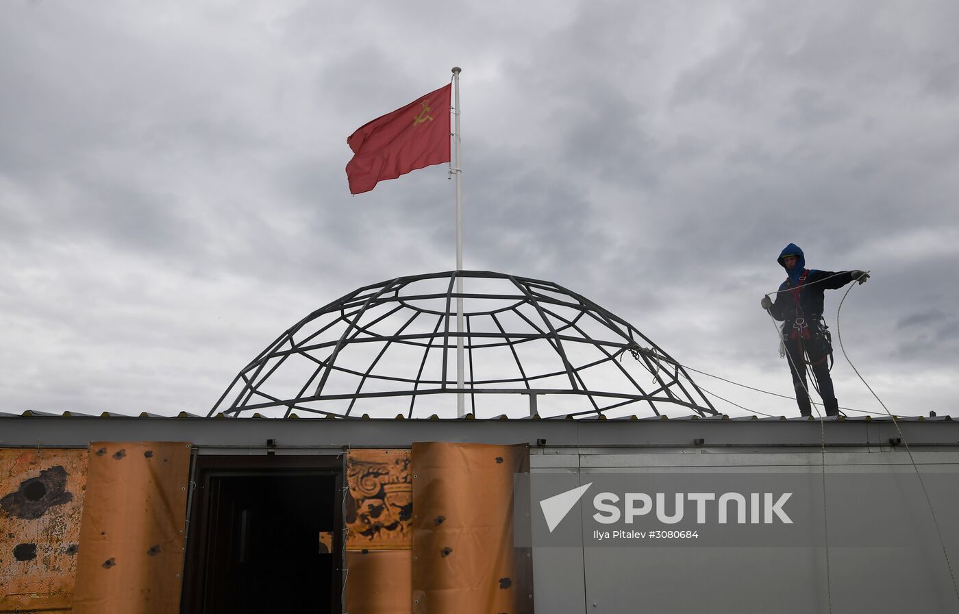 Rehearsal of military historical re-enactment The Battle of Berlin