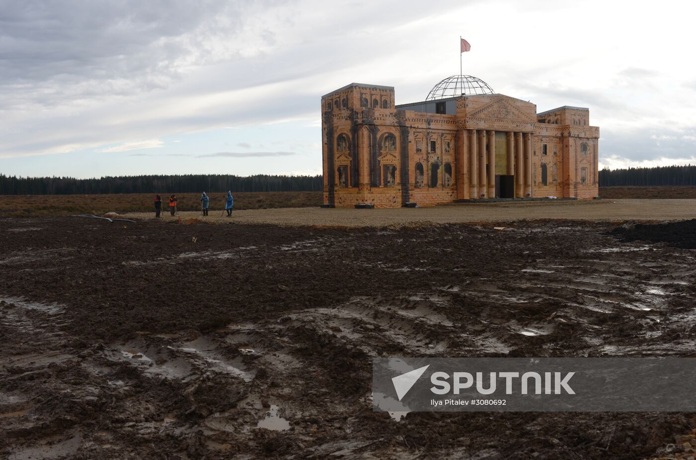 Rehearsal of military historical re-enactment The Battle of Berlin