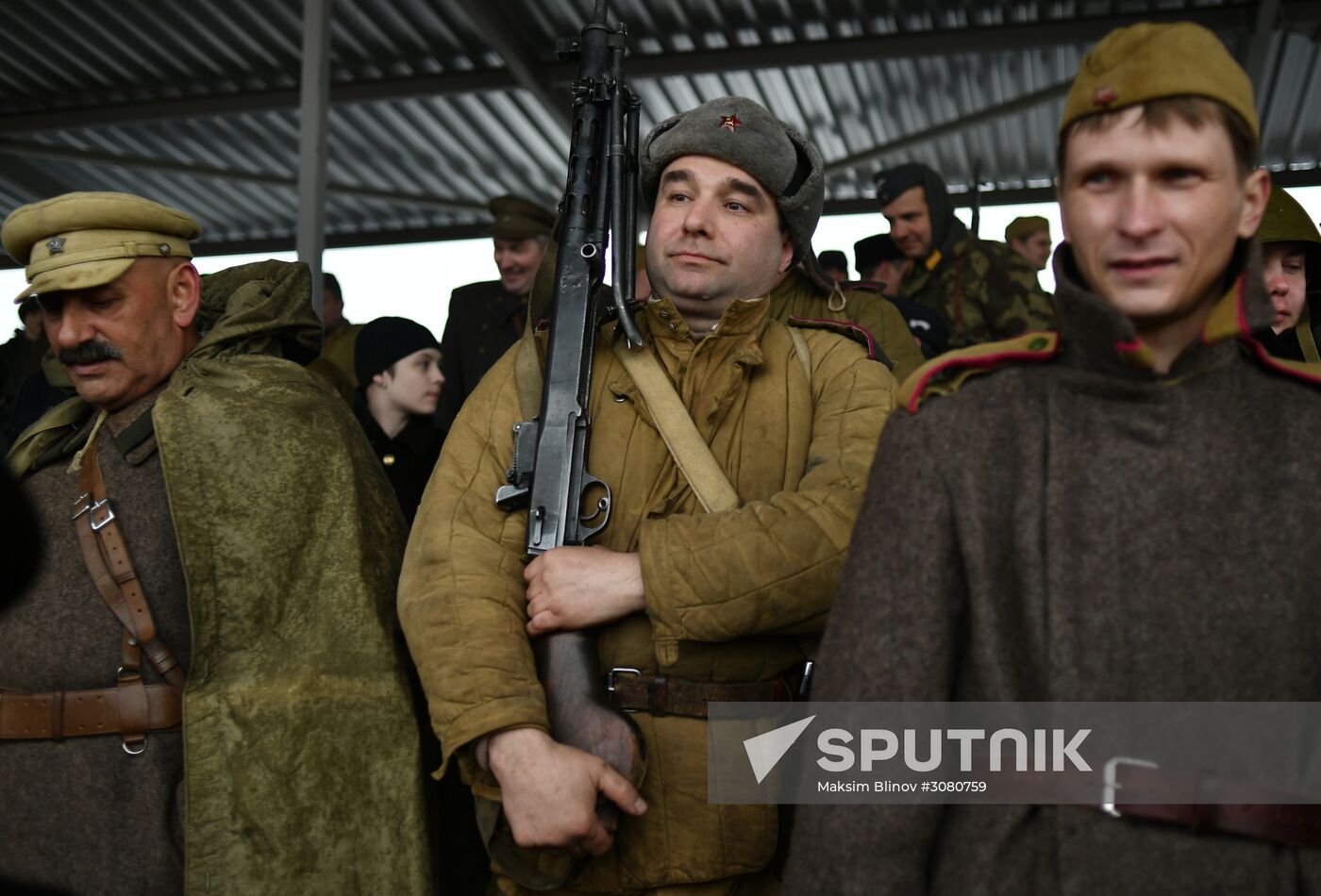 Rehearsal of military historical re-enactment The Battle of Berlin