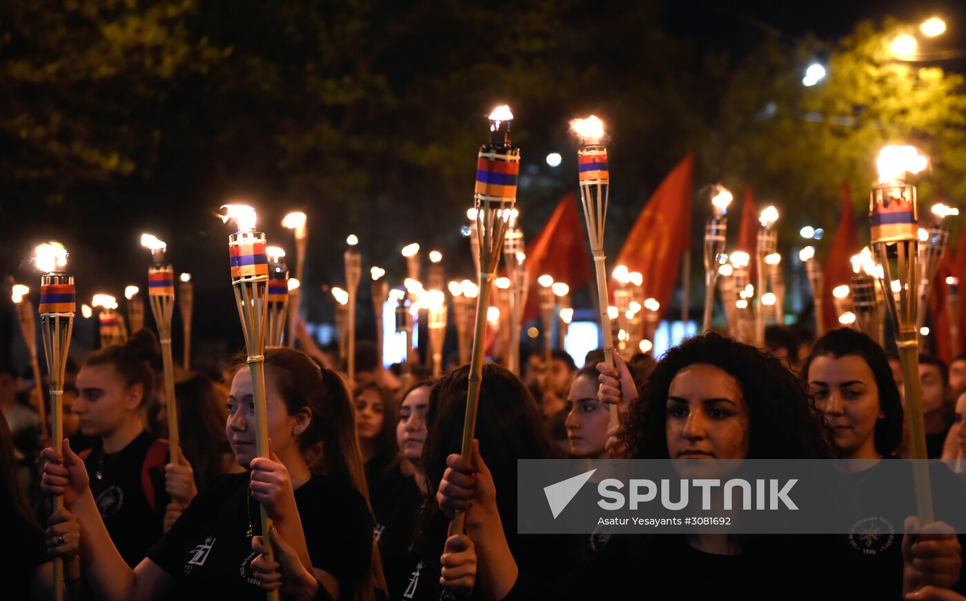 Torchlight procession in Yerevan in memory of Armenian Genocide victims