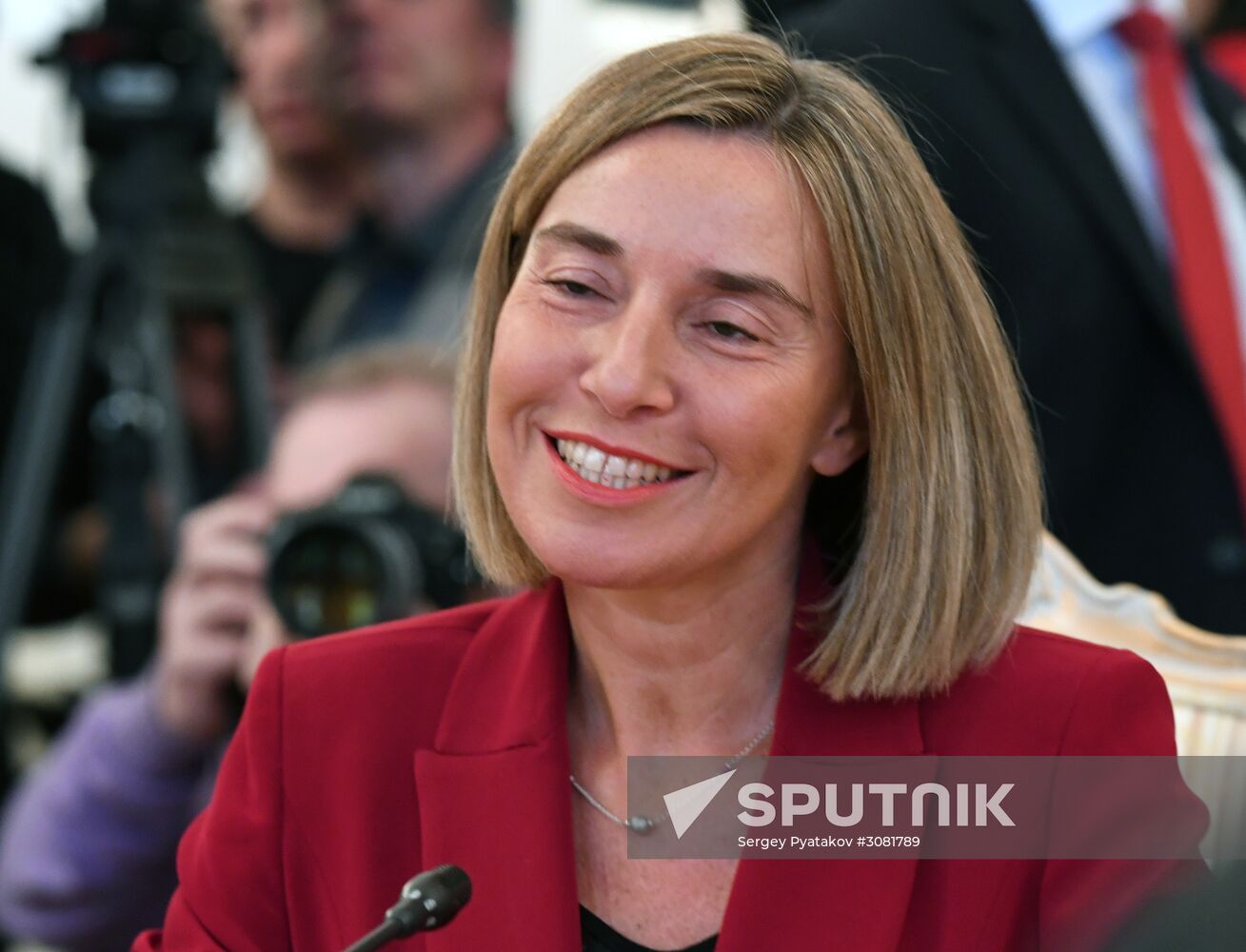 Russia's Foreign Minister Sergei Lavrov meets with European Commission's Vice President Federica Mogherini