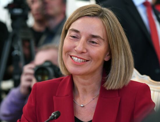 Russia's Foreign Minister Sergei Lavrov meets with European Commission's Vice President Federica Mogherini
