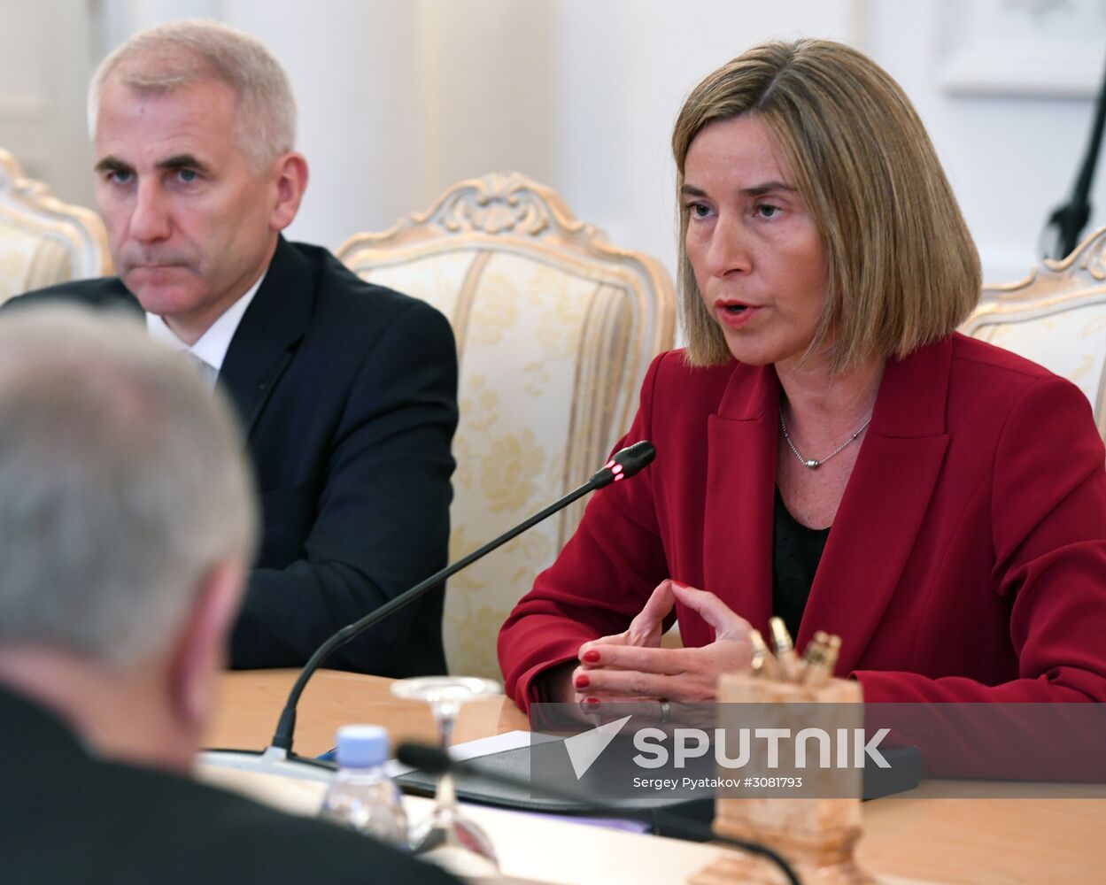 Russia's Foreign Minister Sergei Lavrov meets with European Commission's Vice President Federica Mogherini
