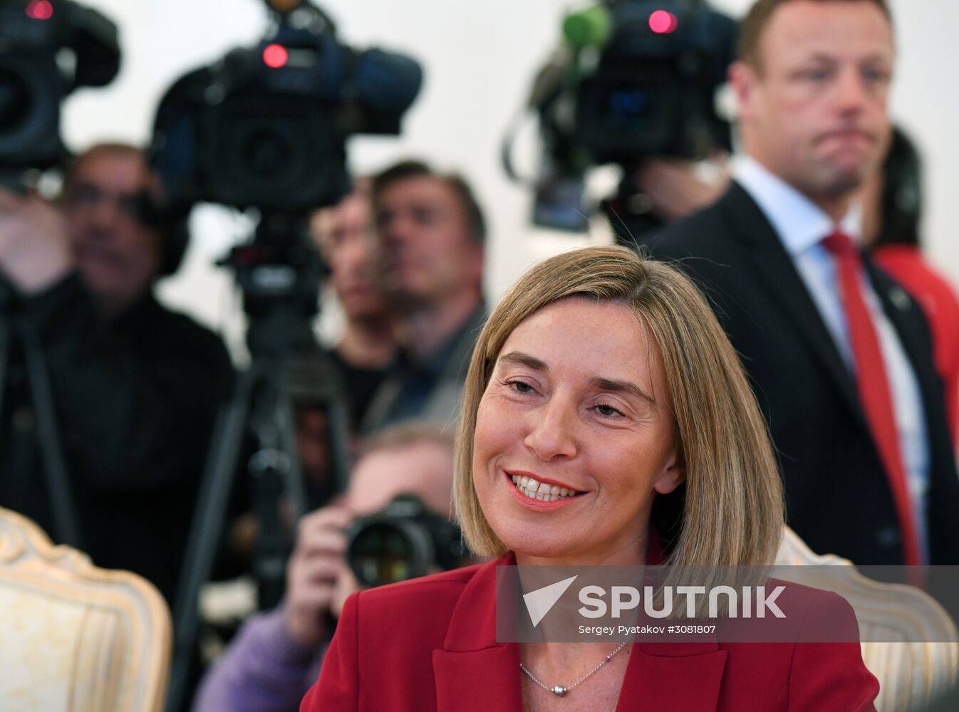 Russia's Foreign Minister Sergei Lavrov meets with European Commission's Vice President Federica Mogherini