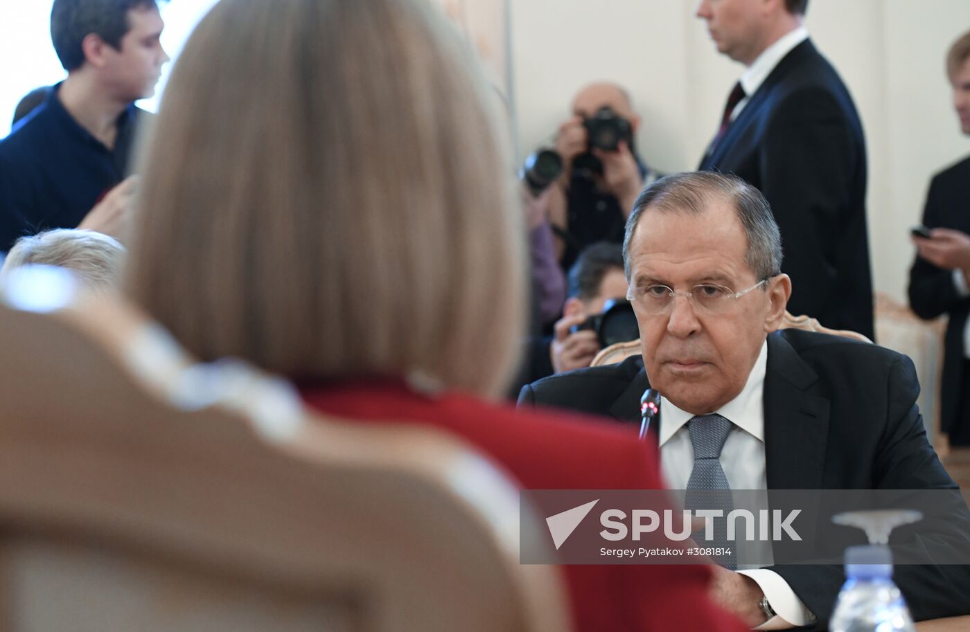 Russia's Foreign Minister Sergei Lavrov meets with European Commission's Vice President Federica Mogherini