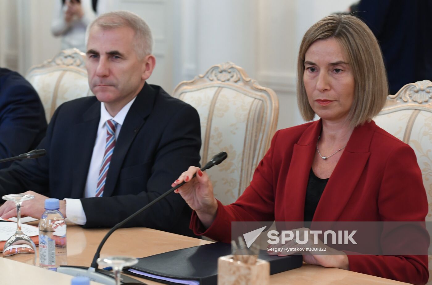 Russia's Foreign Minister Sergei Lavrov meets with European Commission's Vice President Federica Mogherini