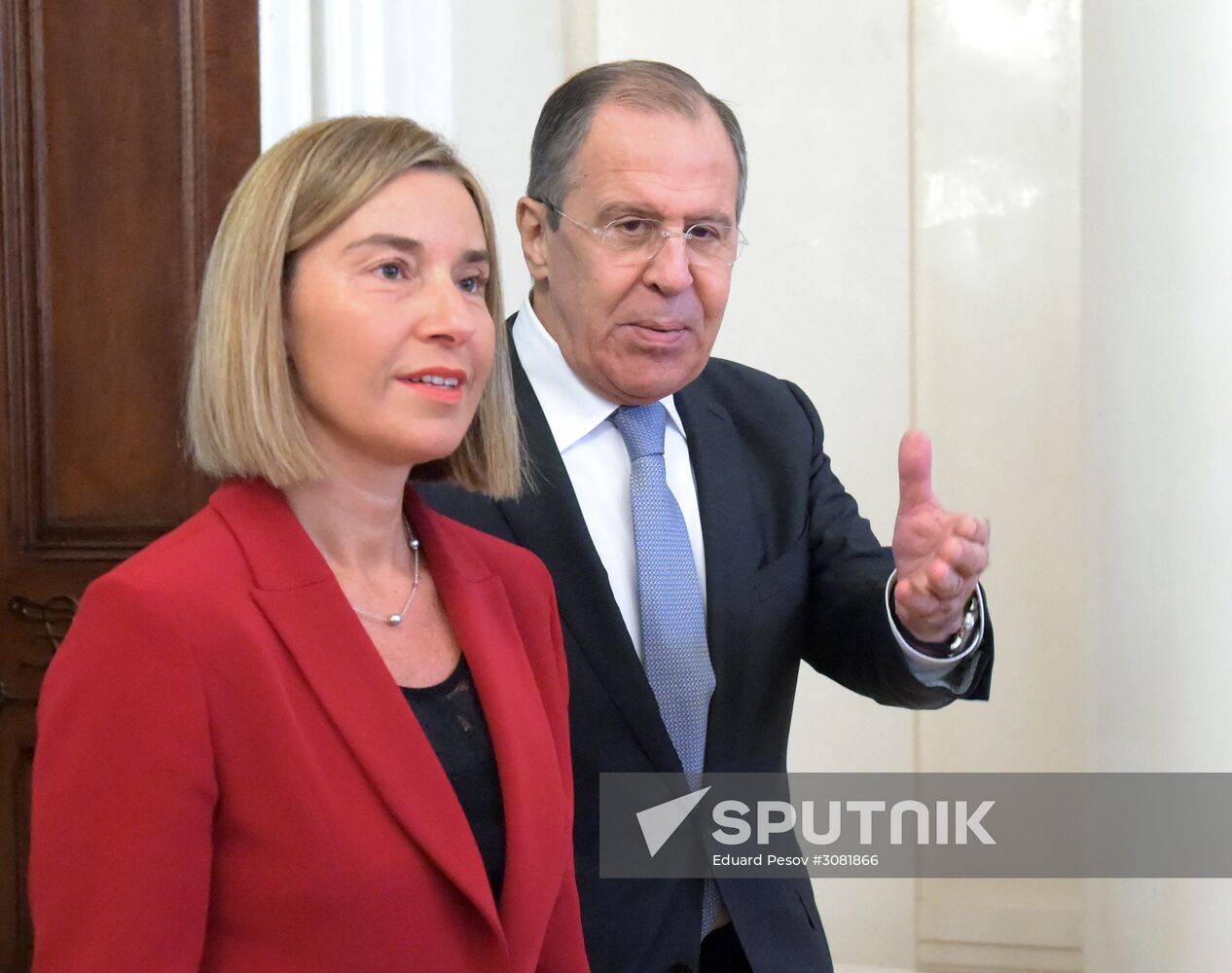 Russia's Foreign Minister Sergei Lavrov meets with European Commission's Vice President Federica Mogherini