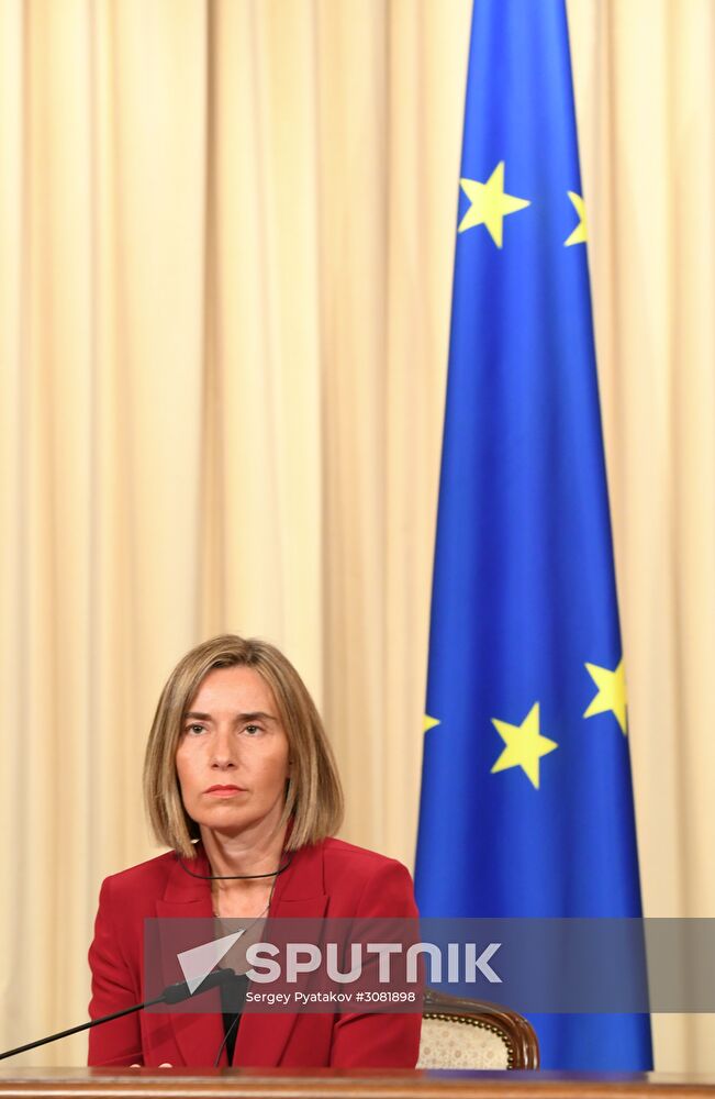 Russia's Foreign Minister Sergei Lavrov meets with European Commission's Vice President Federica Mogherini